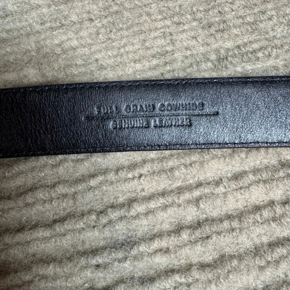 Greg Norman Mens Black Leather Belt Size 32 Full Grain Cowhide Silver Buckle